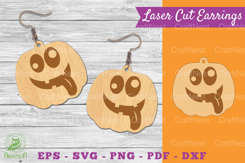 Pumpkin Face Laser Cut Earrings SVG Bundle - CraftNest - Digital Crafting and Art