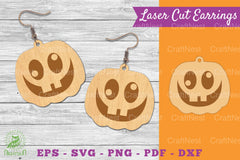 Pumpkin Face Laser Cut Earrings SVG Bundle - CraftNest - Digital Crafting and Art