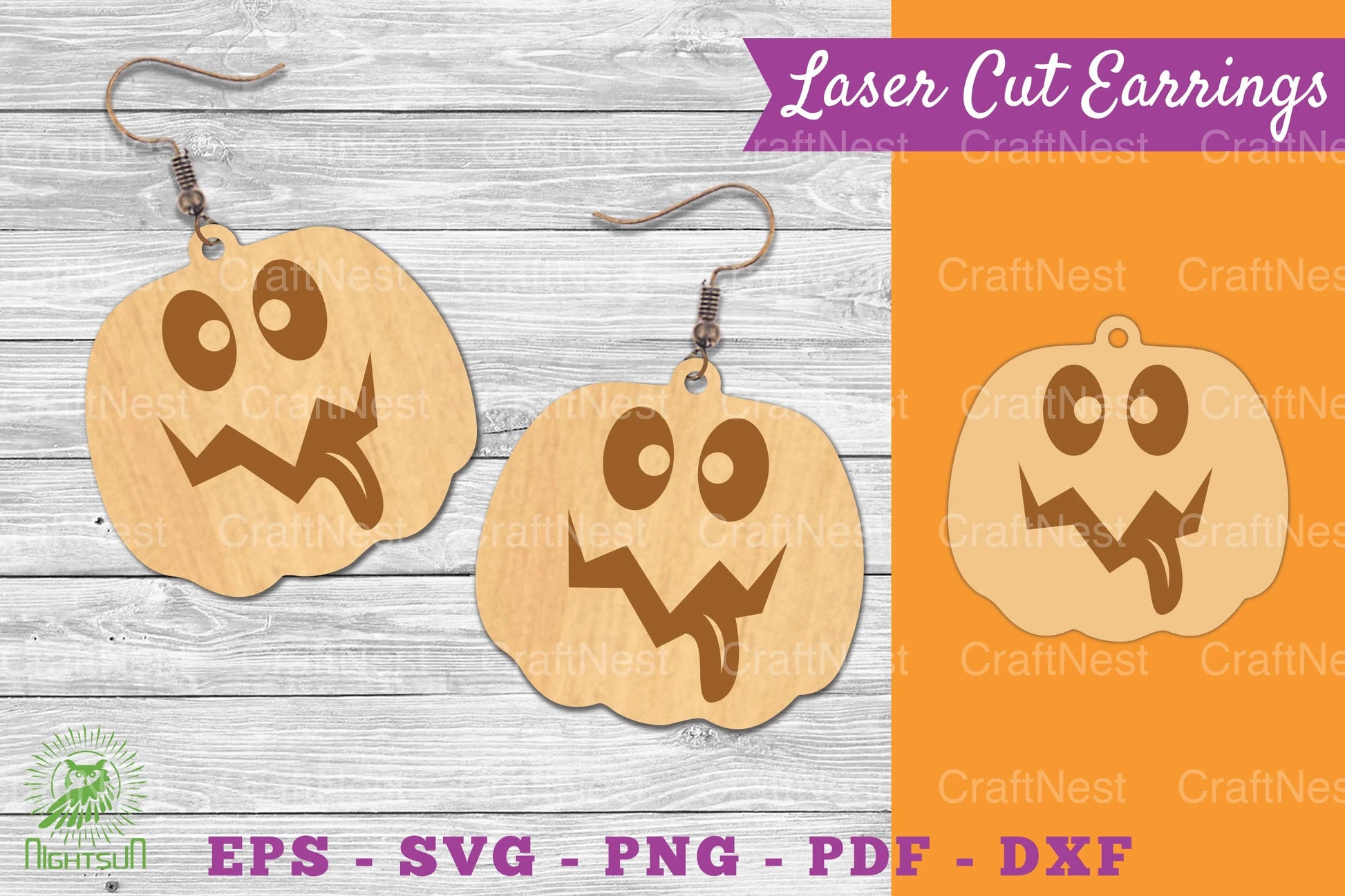 Pumpkin Face Laser Cut Earrings SVG Bundle - CraftNest - Digital Crafting and Art