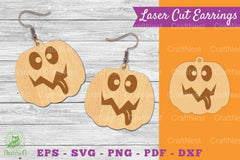 Pumpkin Face Laser Cut Earrings SVG Bundle - CraftNest - Digital Crafting and Art