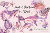 Whimsical Purple & Gold Ocean Clipart Bundle