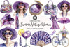 Purple Summer Vintage Woman Clipart Bundle