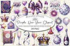 Purple New Year 2026 Clipart Bundle - CraftNest - Digital Crafting and Art