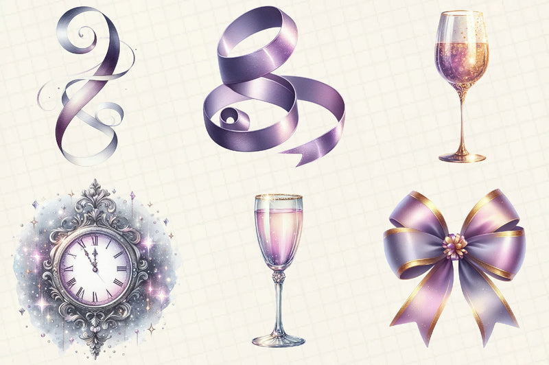 Purple New Year 2026 Clipart Bundle - CraftNest - Digital Crafting and Art