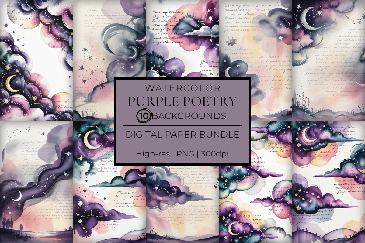 Purple Poetry Junk Journal Papers - CraftNest - Digital Crafting and Art