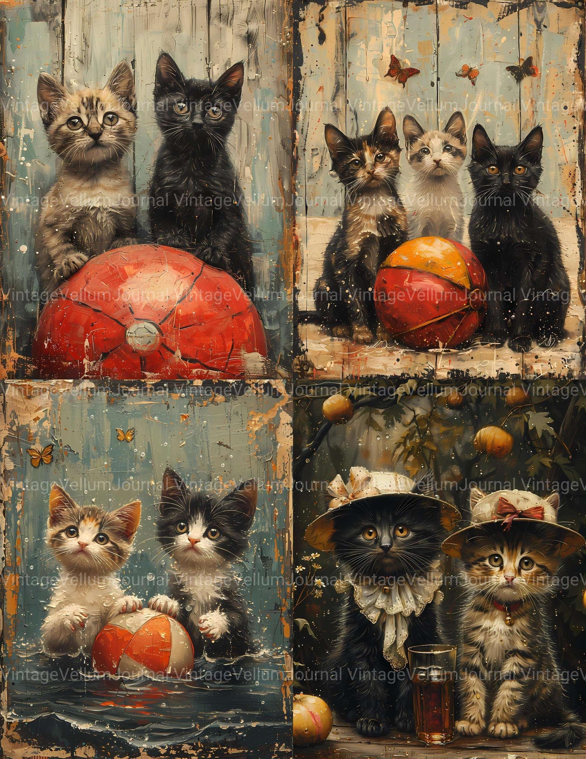 Cats Summer Junk Journal Pages - CraftNest - Digital Crafting and Art