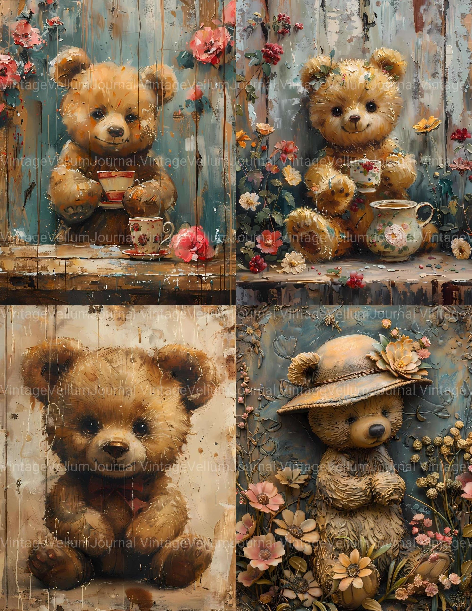 Teddy Bear Summer Junk Journal Pages - CraftNest - Digital Crafting and Art