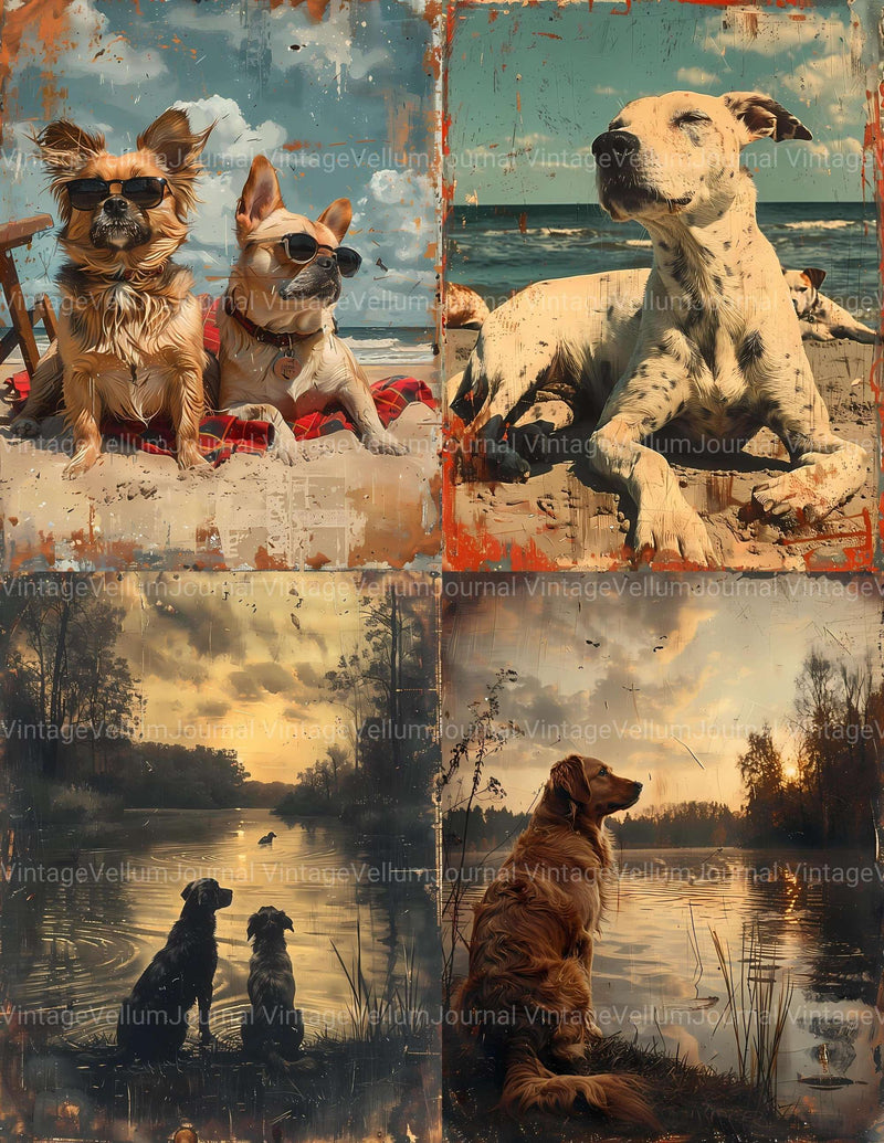 Dogs Summer Junk Journal Pages - CraftNest - Digital Crafting and Art