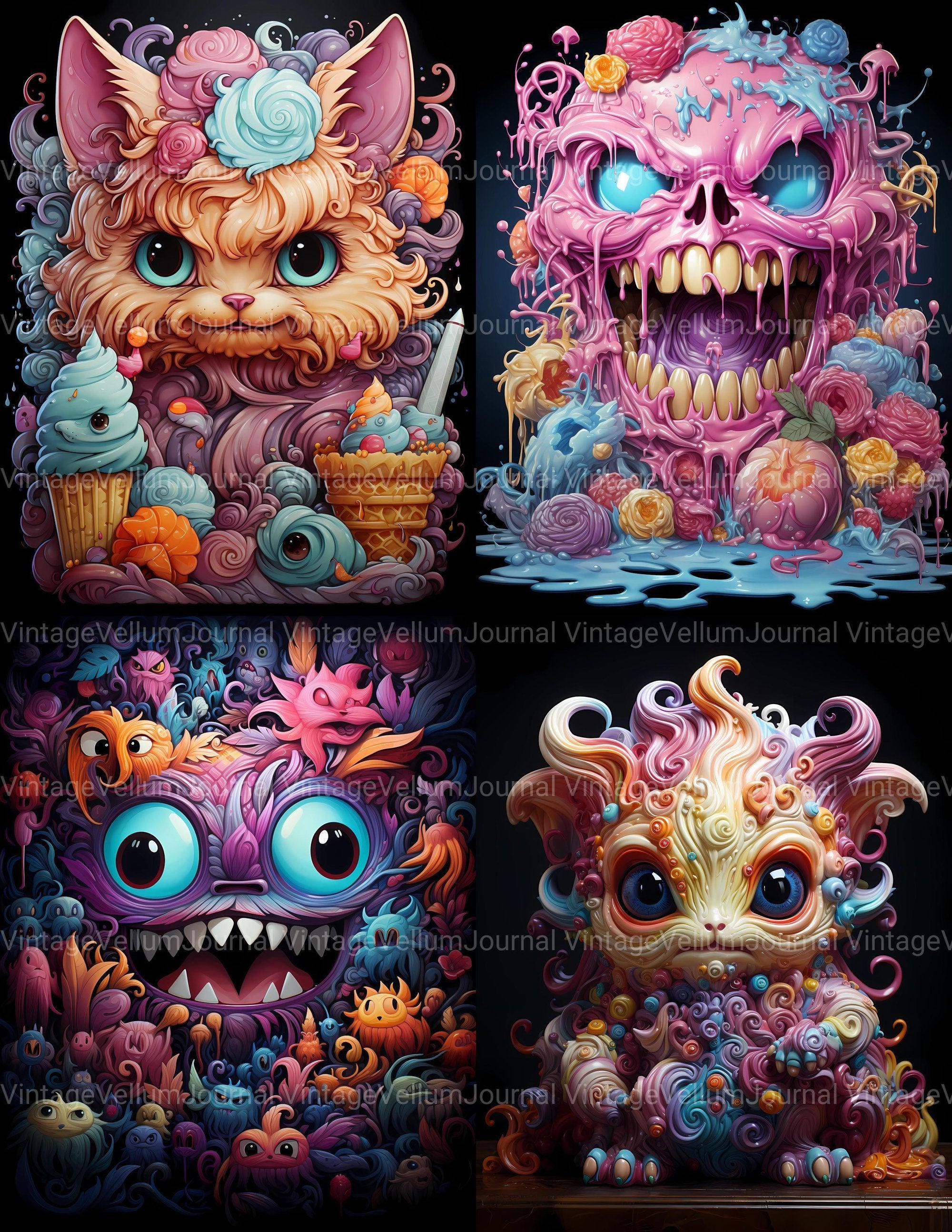 Kawaii Monsters Junk Journal Pages - CraftNest