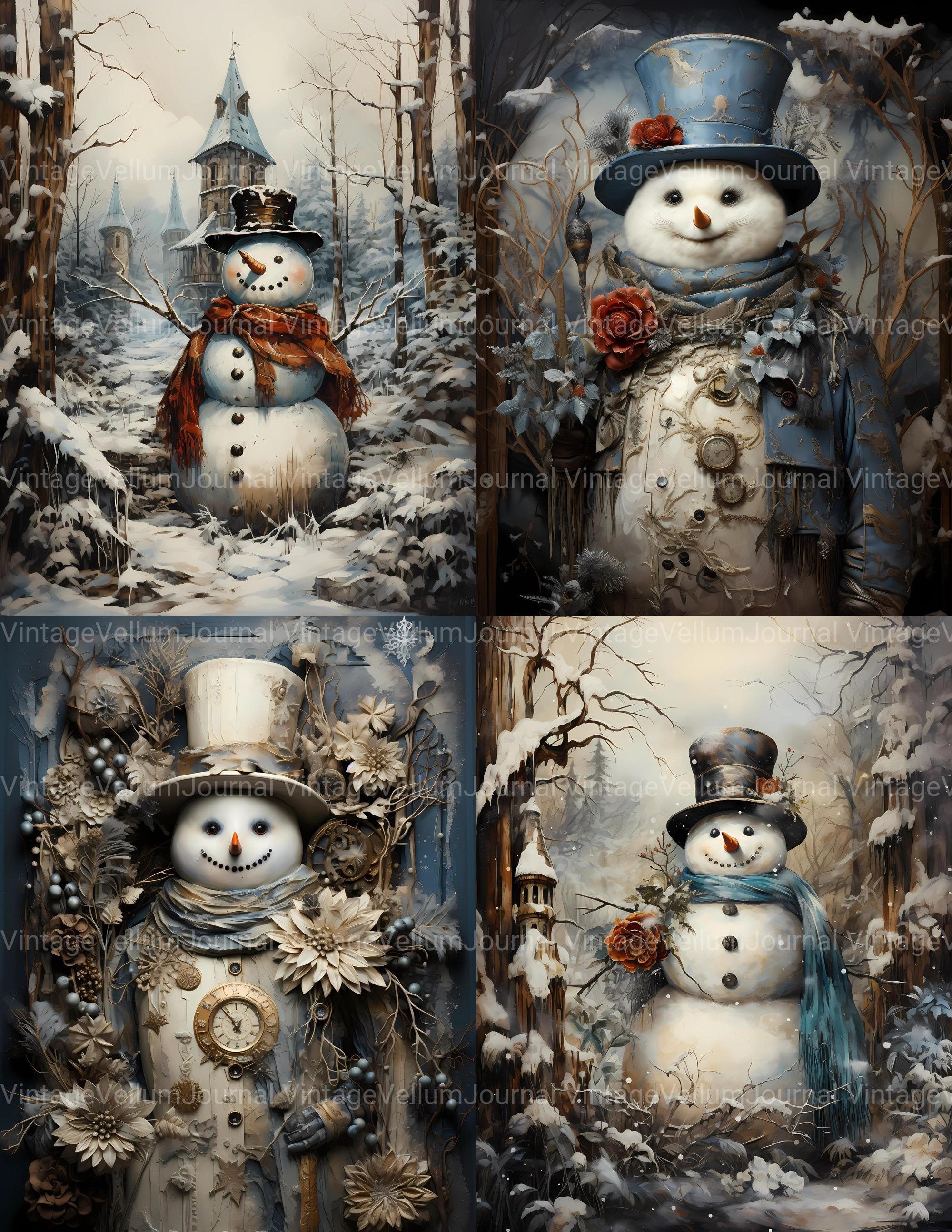 Snowman Wonderland Junk Journal Pages - CraftNest