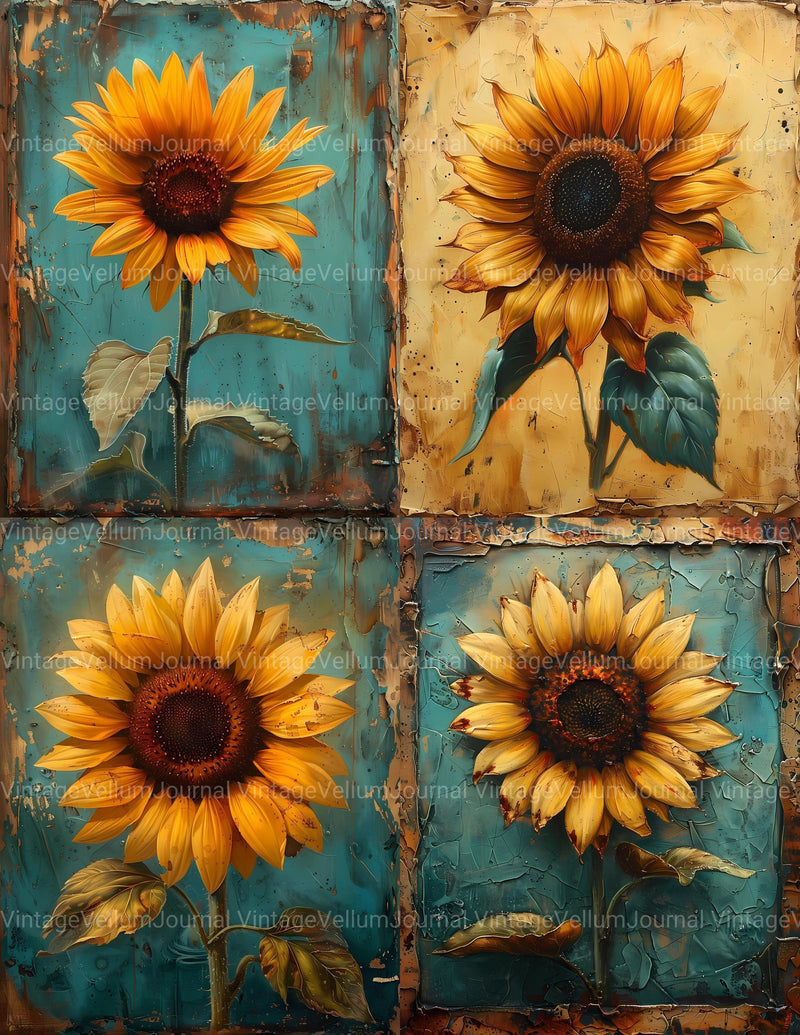 Sunflowers Flowers Junk Journal Pages - CraftNest