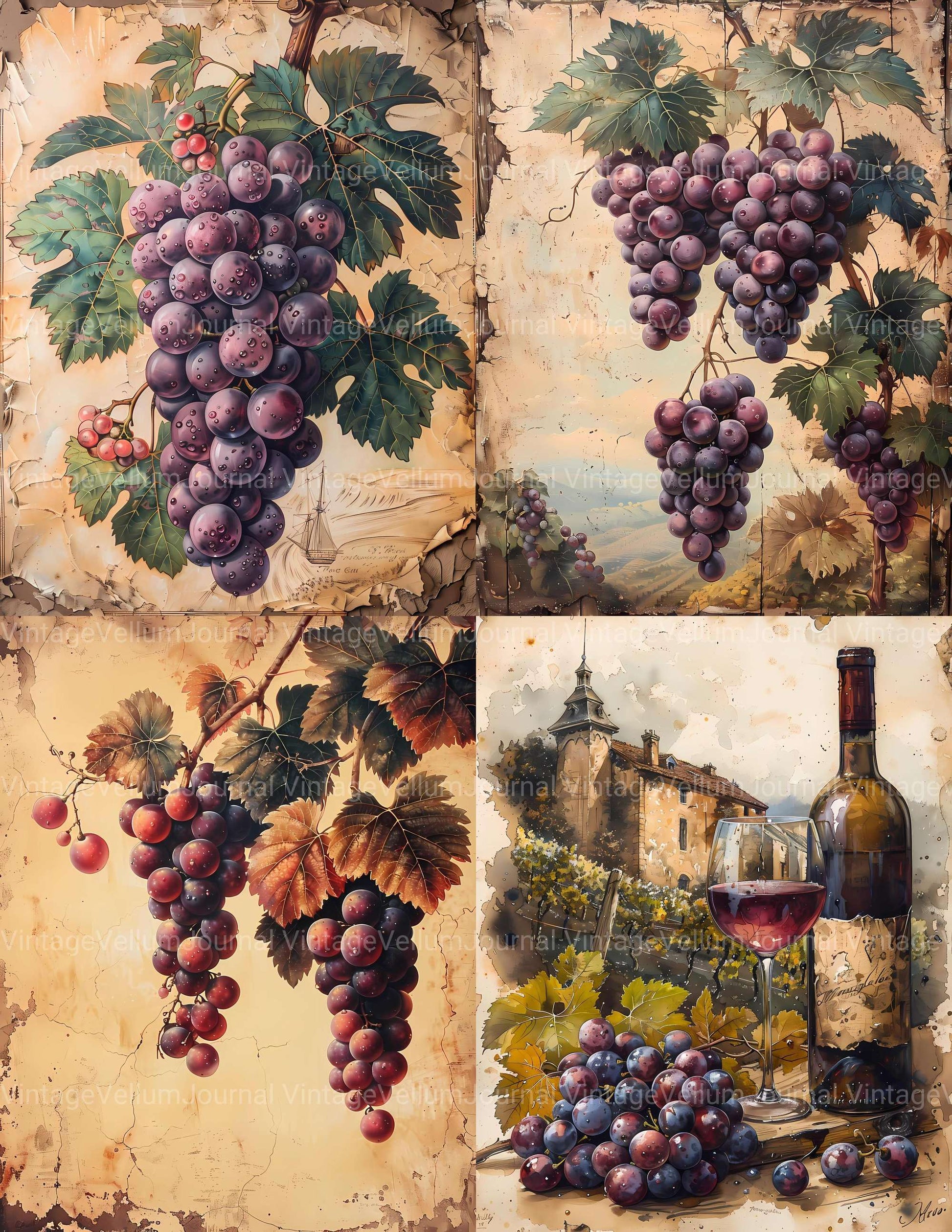 Vineyard Grapes Junk Journal Pages - CraftNest - Digital Crafting and Art