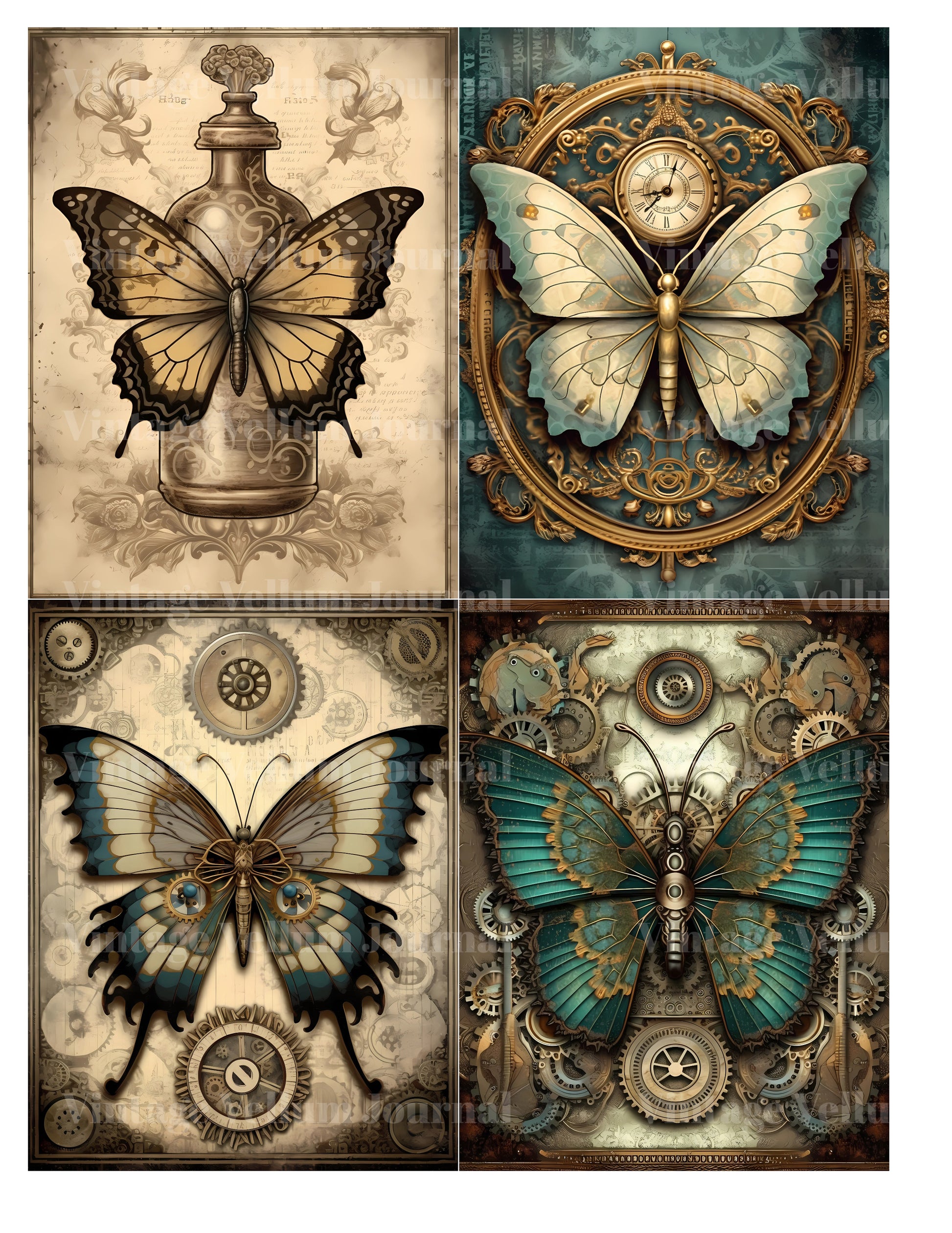 Steampunk Butterfly Junk Journal Pages - CraftNest