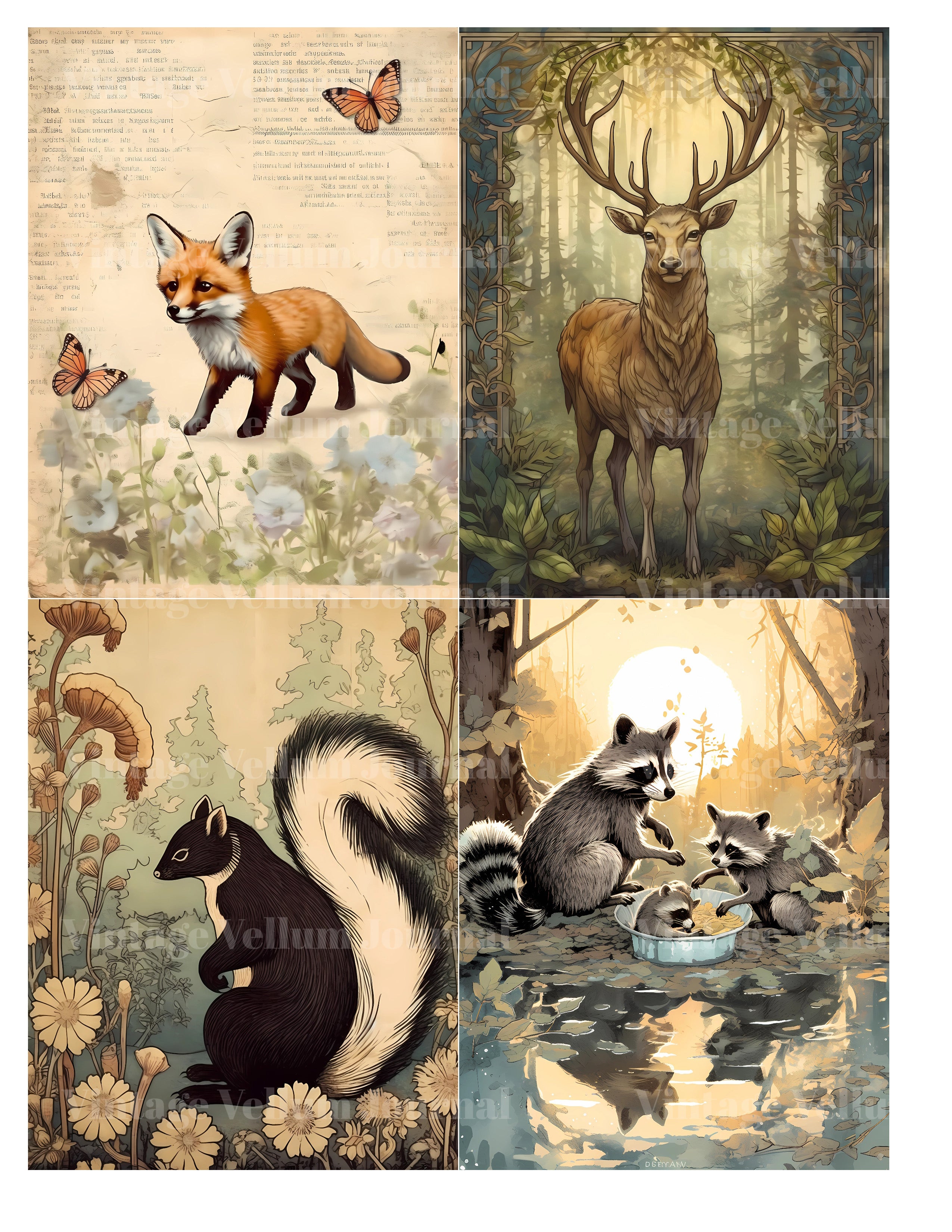 Woodland Animals Junk Journal Pages - CraftNest