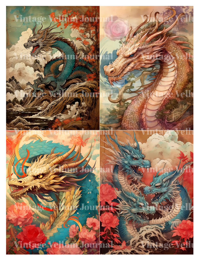 Manga Anime Dragons Junk Journal Pages - CraftNest