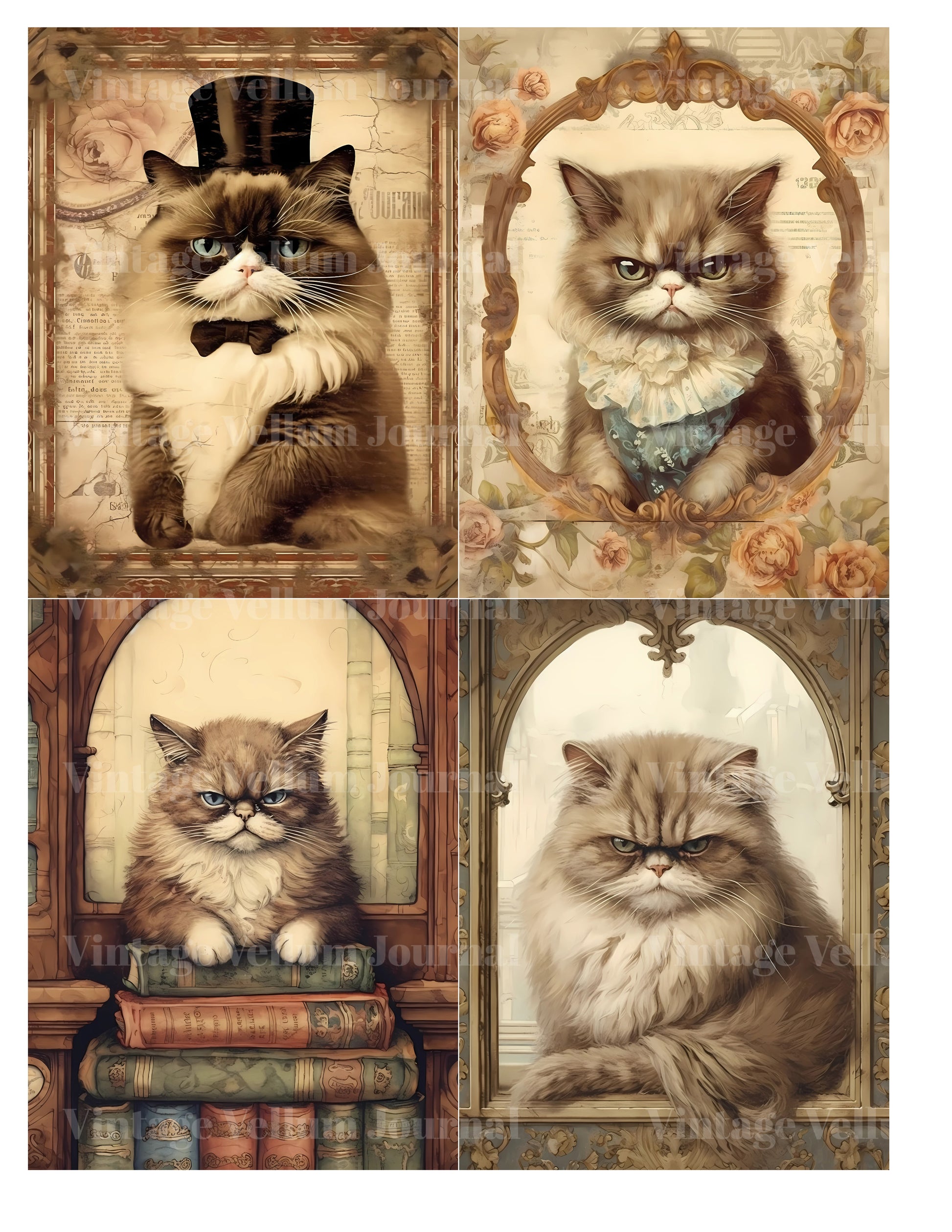 Grumpy Cats Junk Journal Pages - CraftNest