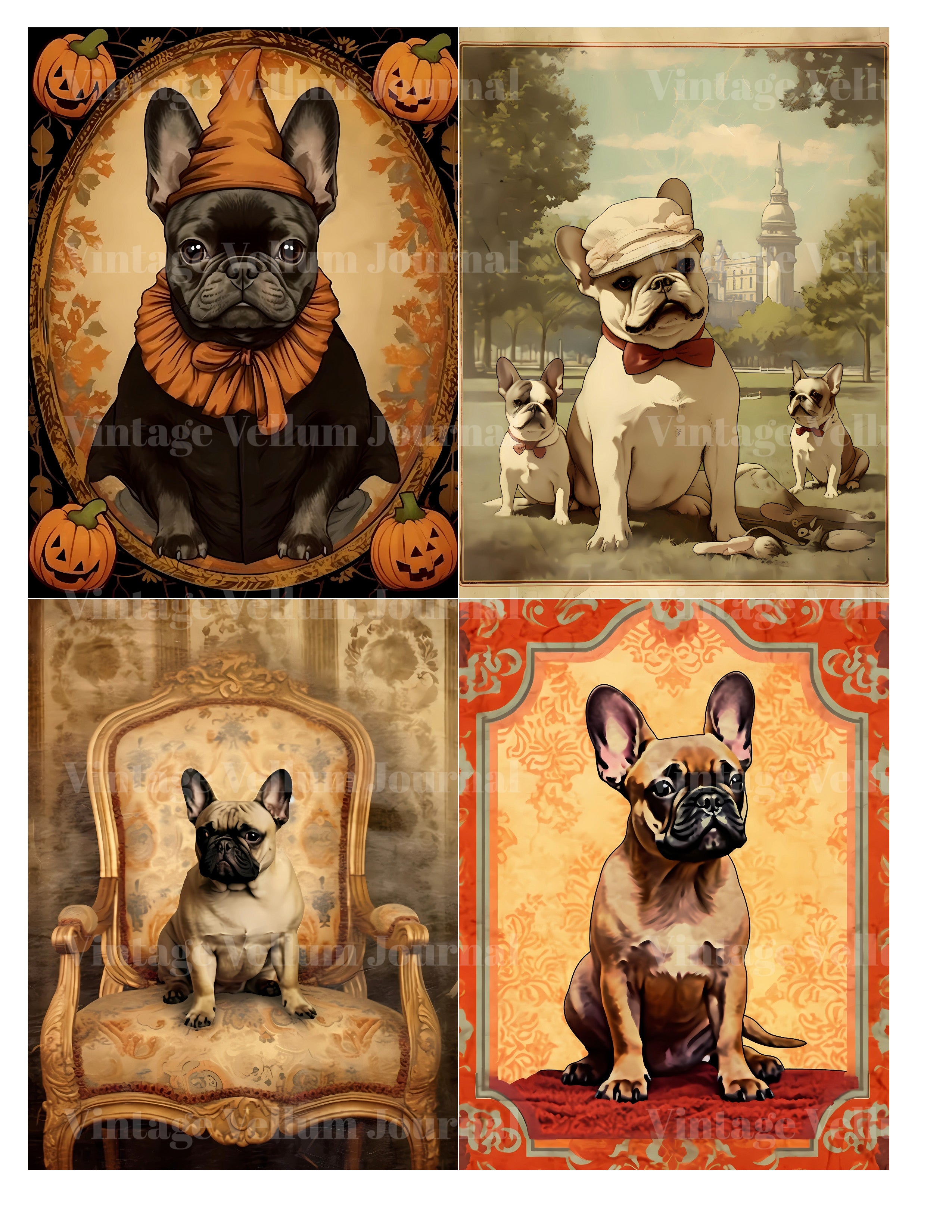 French Bulldogs Junk Journal Pages - CraftNest