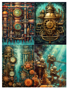 Steampunk Underwater World Junk Journal Pages - CraftNest