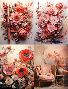 Coral Pink Junk Journal Pages - CraftNest