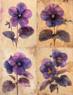 Violets Flowers Junk Journal Pages - CraftNest