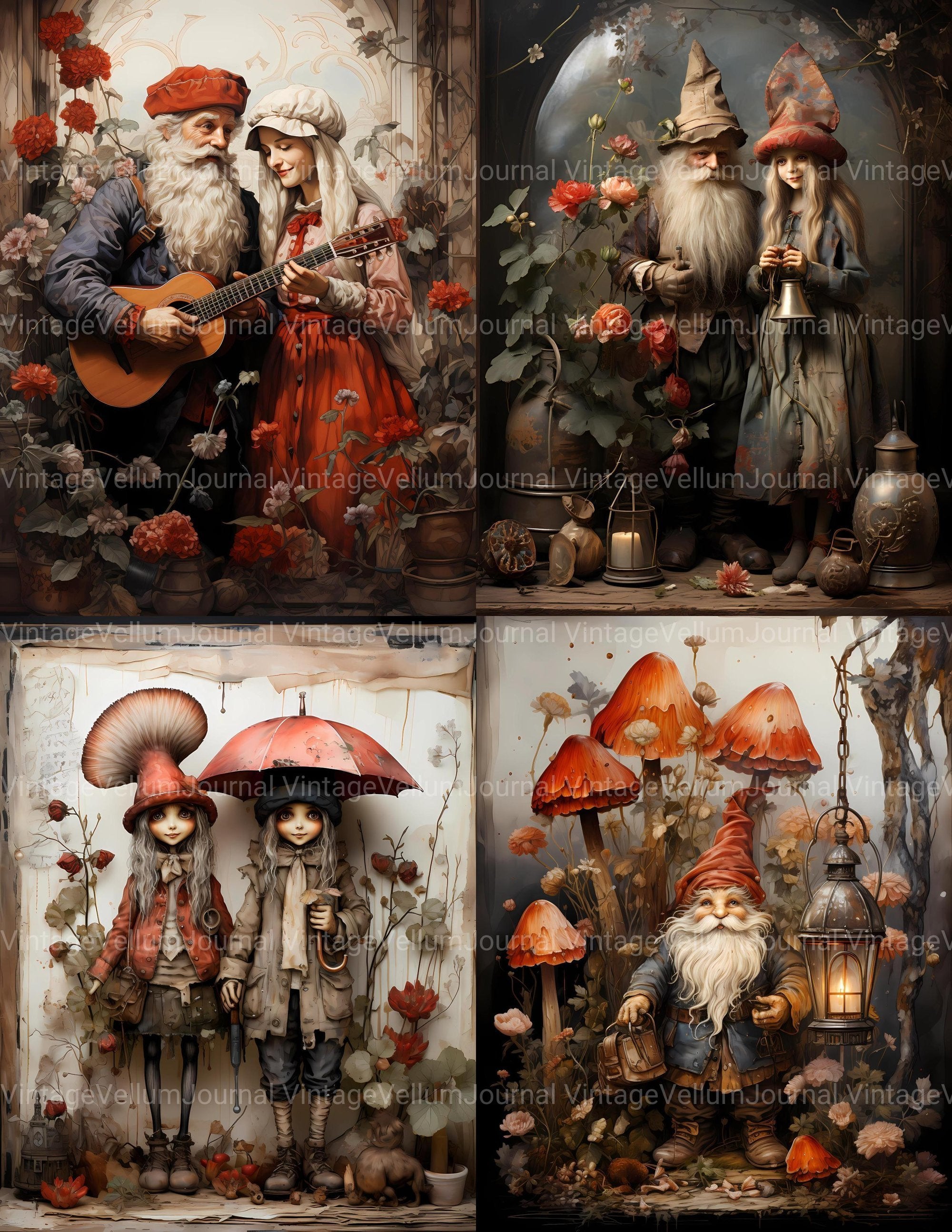 Gnome Valentine's Day Junk Journal Pages - CraftNest