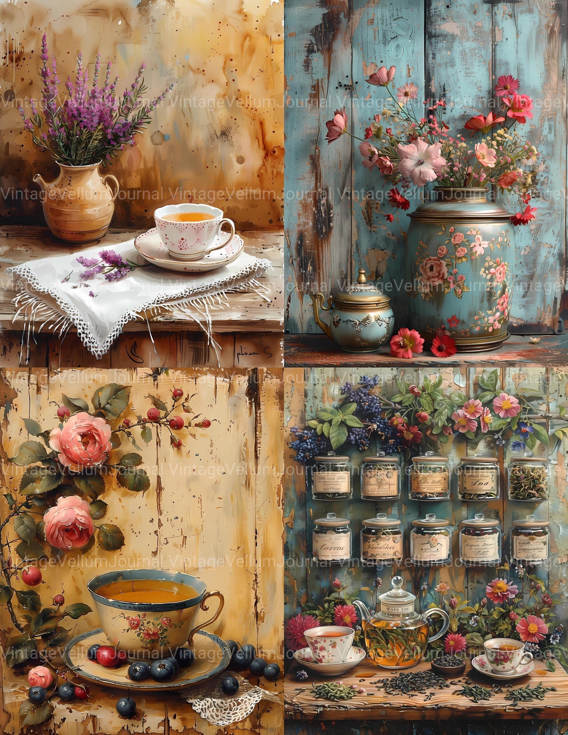 Tea Time Junk Journal Pages - CraftNest - Digital Crafting and Art