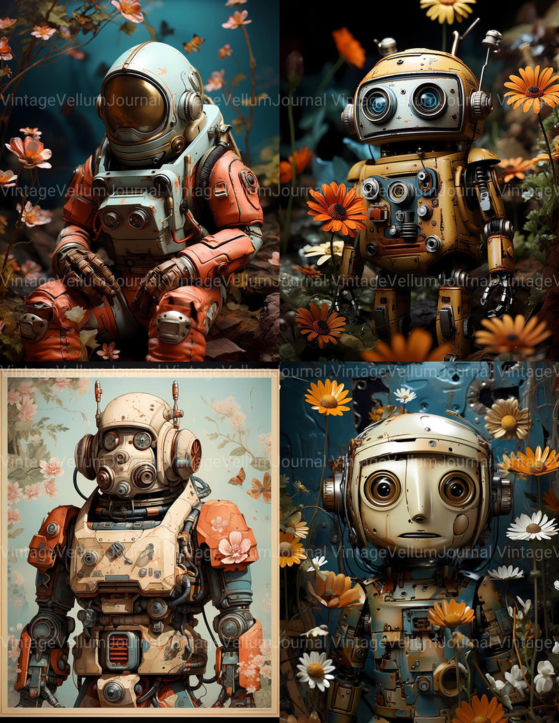 Spring Robots Junk Journal Pages - CraftNest