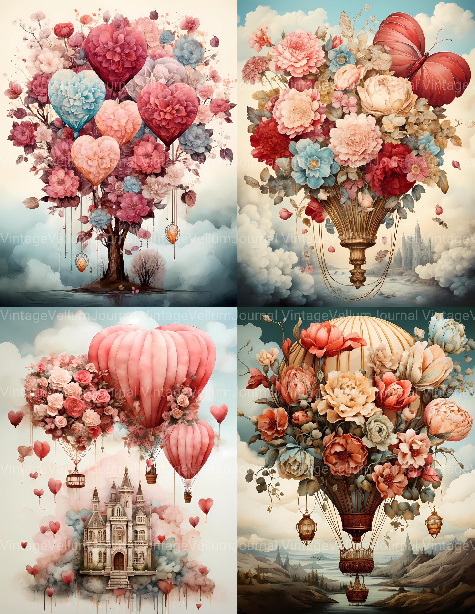 Balloon Valentine's Day Junk Journal Pages - CraftNest