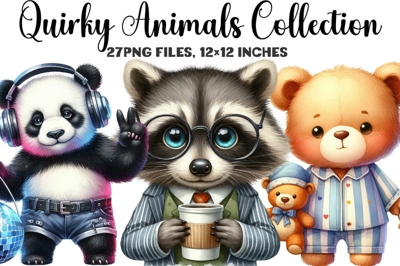 Quirky Animals Clipart Collection Bundle - CraftNest - Digital Crafting and Art