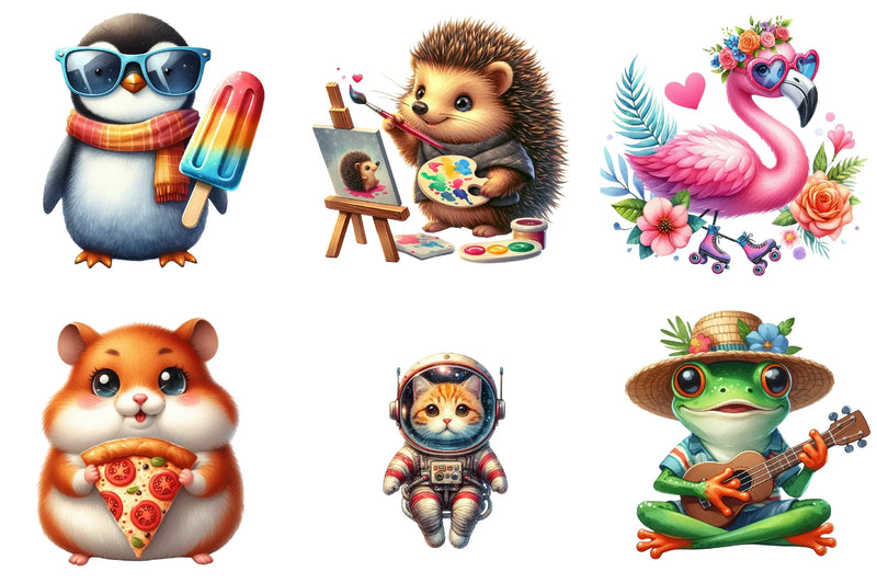 Quirky Animals Clipart Collection Bundle - CraftNest - Digital Crafting and Art