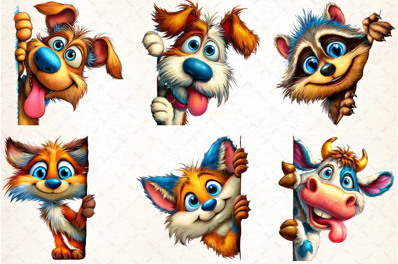 Quirky Animals Peeking Clipart Bundle - CraftNest - Digital Crafting and Art