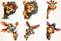 Quirky Animals Peeking Clipart Bundle - CraftNest - Digital Crafting and Art