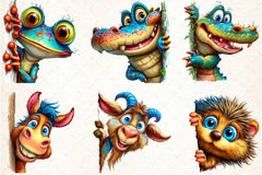 Quirky Animals Peeking Clipart Bundle - CraftNest - Digital Crafting and Art