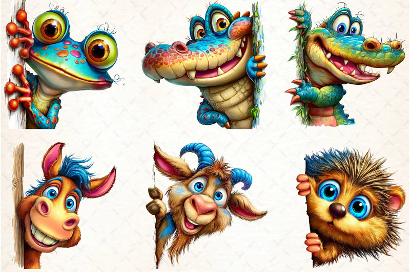 Quirky Animals Peeking Clipart Bundle - CraftNest - Digital Crafting and Art