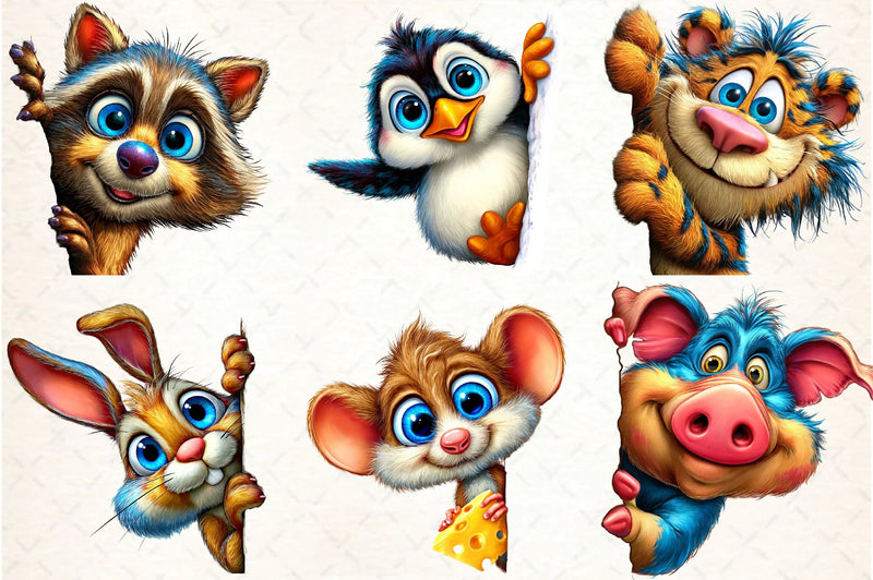 Quirky Animals Peeking Clipart Bundle - CraftNest - Digital Crafting and Art