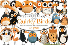 Quirky Birds Hand Drawn Clipart Bundle - CraftNest - Digital Crafting and Art