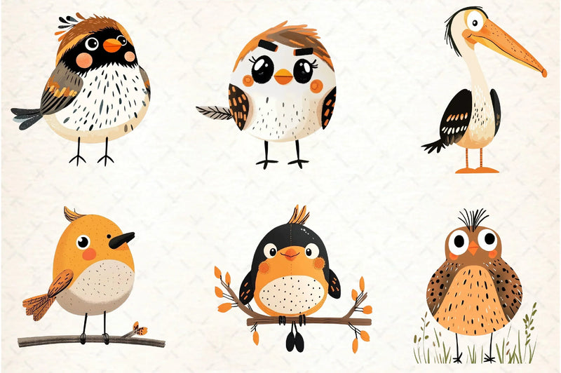 Quirky Birds Hand Drawn Clipart Bundle - CraftNest - Digital Crafting and Art