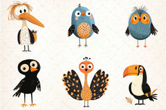 Quirky Birds Hand Drawn Clipart Bundle - CraftNest - Digital Crafting and Art