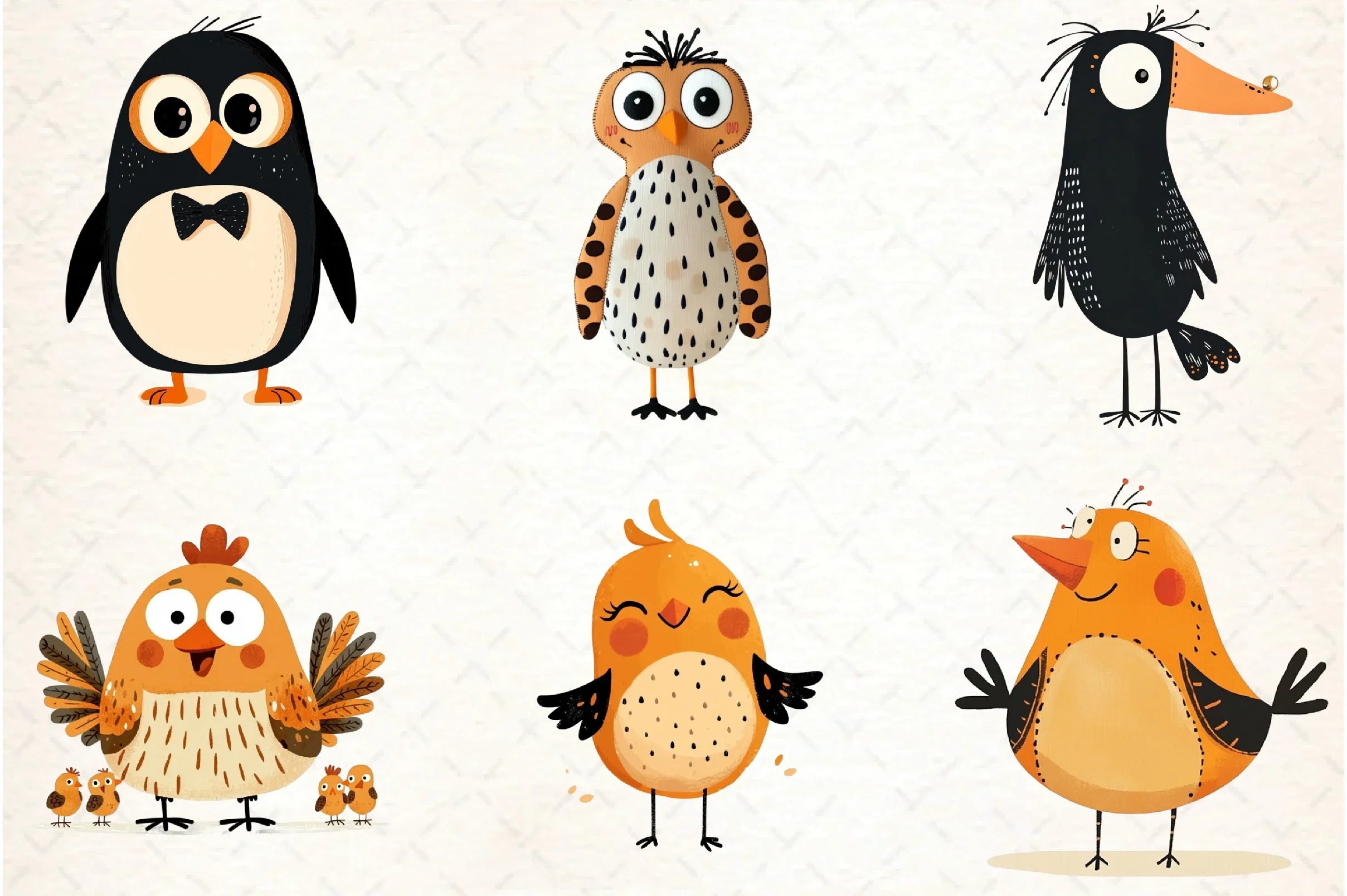 Quirky Birds Hand Drawn Clipart Bundle - CraftNest - Digital Crafting and Art