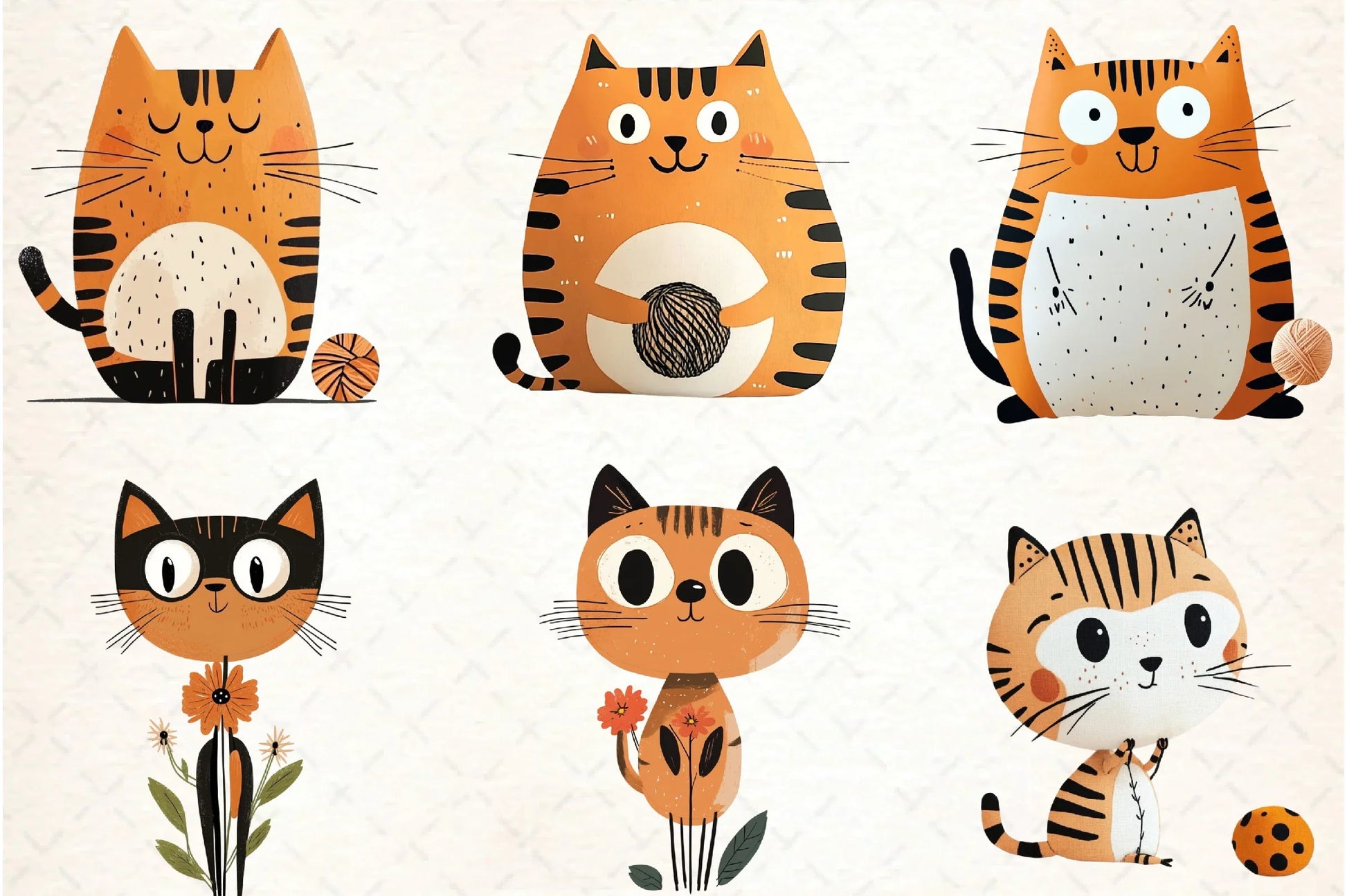 Quirky Cats Hand Drawn Clipart Bundle - CraftNest - Digital Crafting and Art