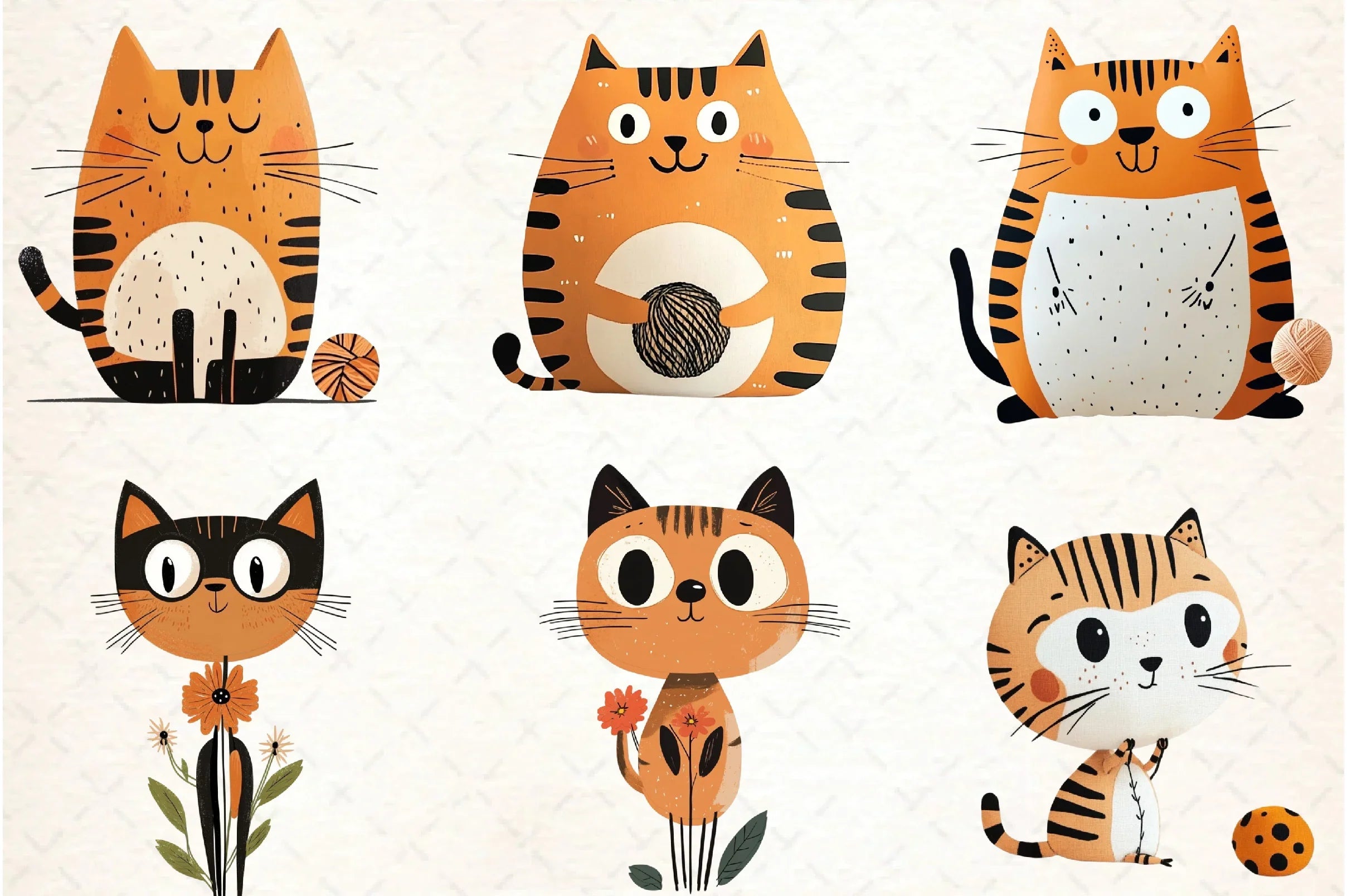 Quirky Cats Hand Drawn Clipart Bundle - CraftNest - Digital Crafting and Art