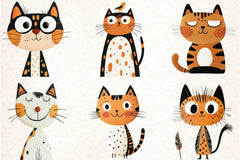 Quirky Cats Hand Drawn Clipart Bundle - CraftNest - Digital Crafting and Art