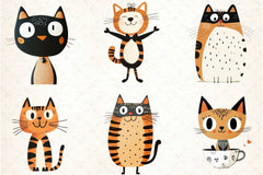 Quirky Cats Hand Drawn Clipart Bundle - CraftNest - Digital Crafting and Art