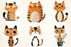 Quirky Cats Hand Drawn Clipart Bundle - CraftNest - Digital Crafting and Art