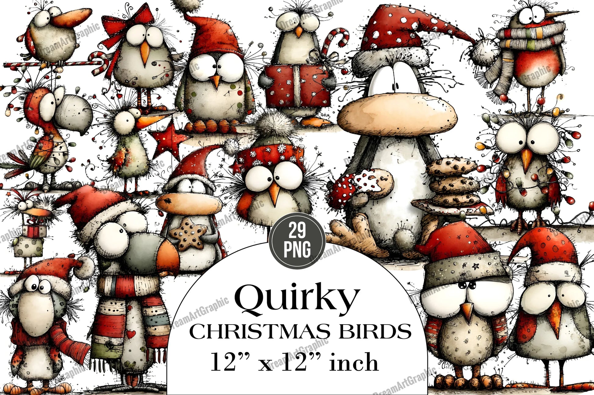 Quirky Christmas Birds Clipart Bundle - CraftNest - Digital Crafting and Art