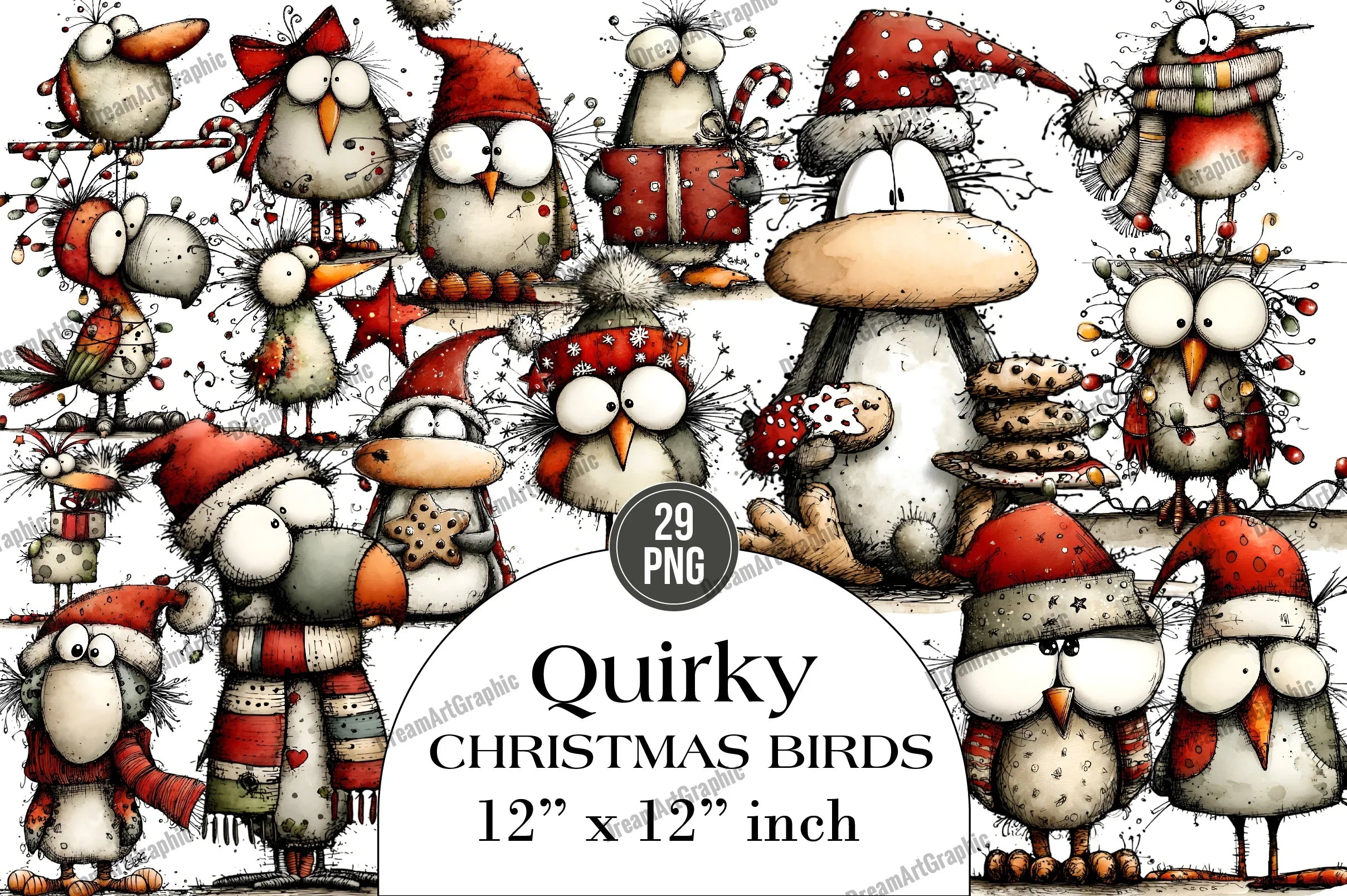 Quirky Christmas Birds Clipart Bundle - CraftNest - Digital Crafting and Art