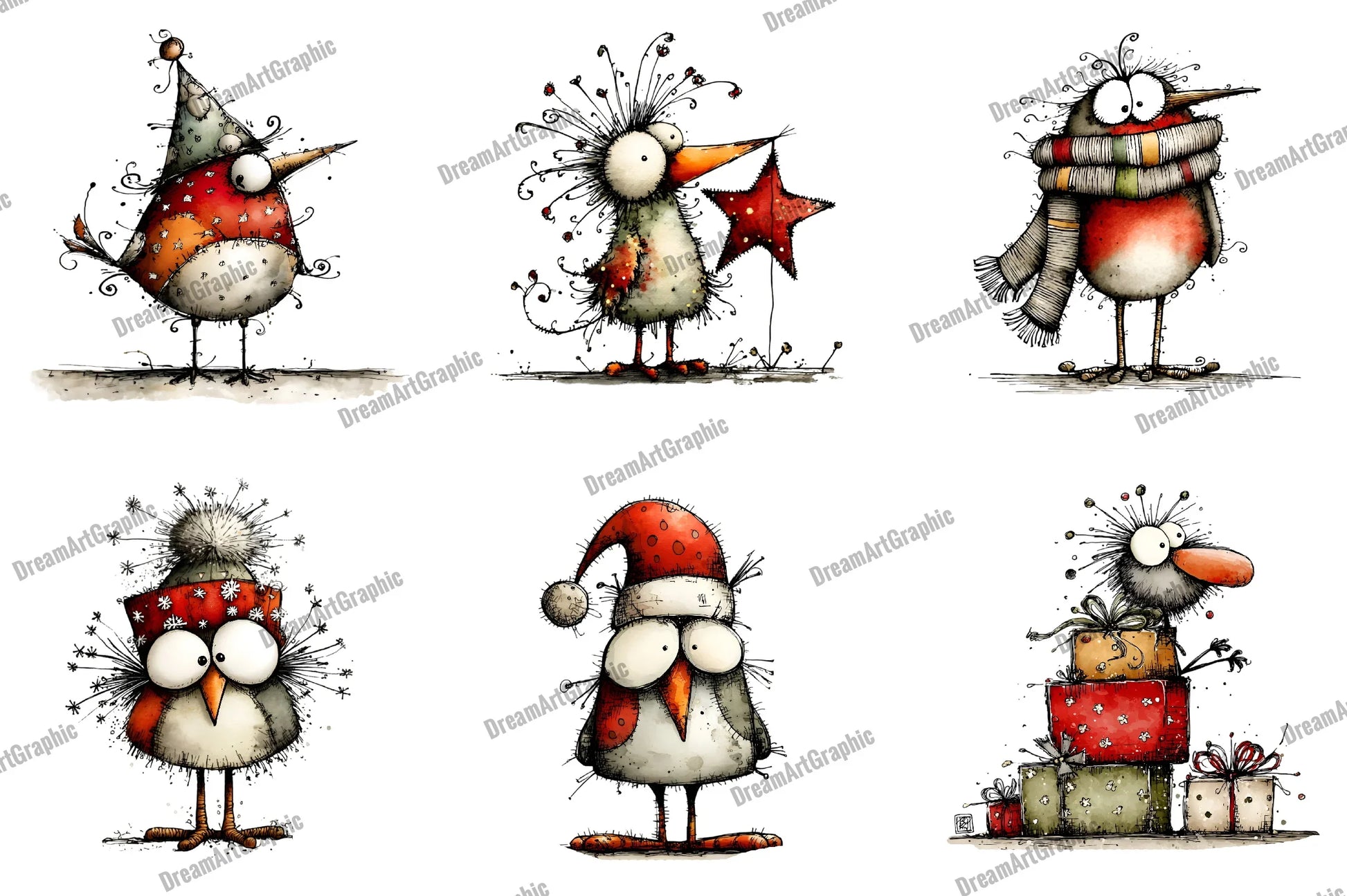Quirky Christmas Birds Clipart Bundle - CraftNest - Digital Crafting and Art
