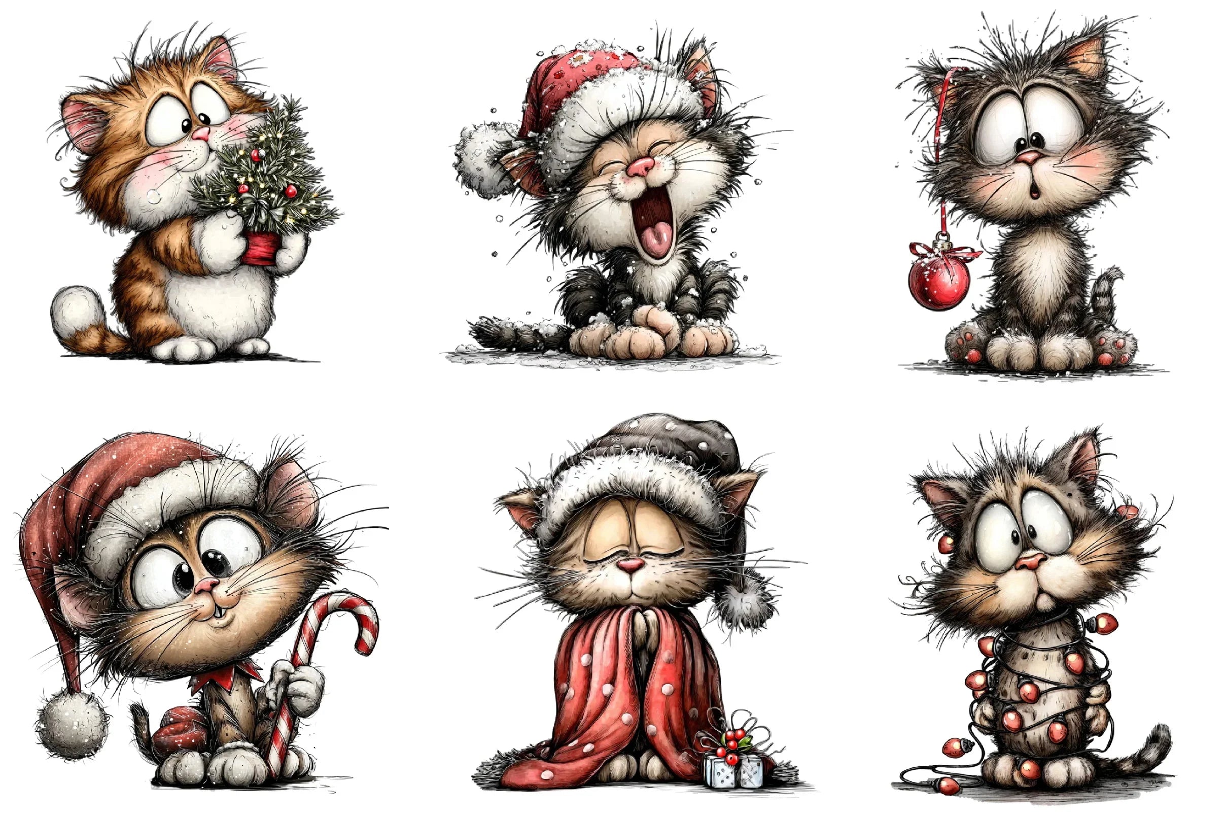 Quirky Christmas Cat Clipart Bundle - CraftNest - Digital Crafting and Art
