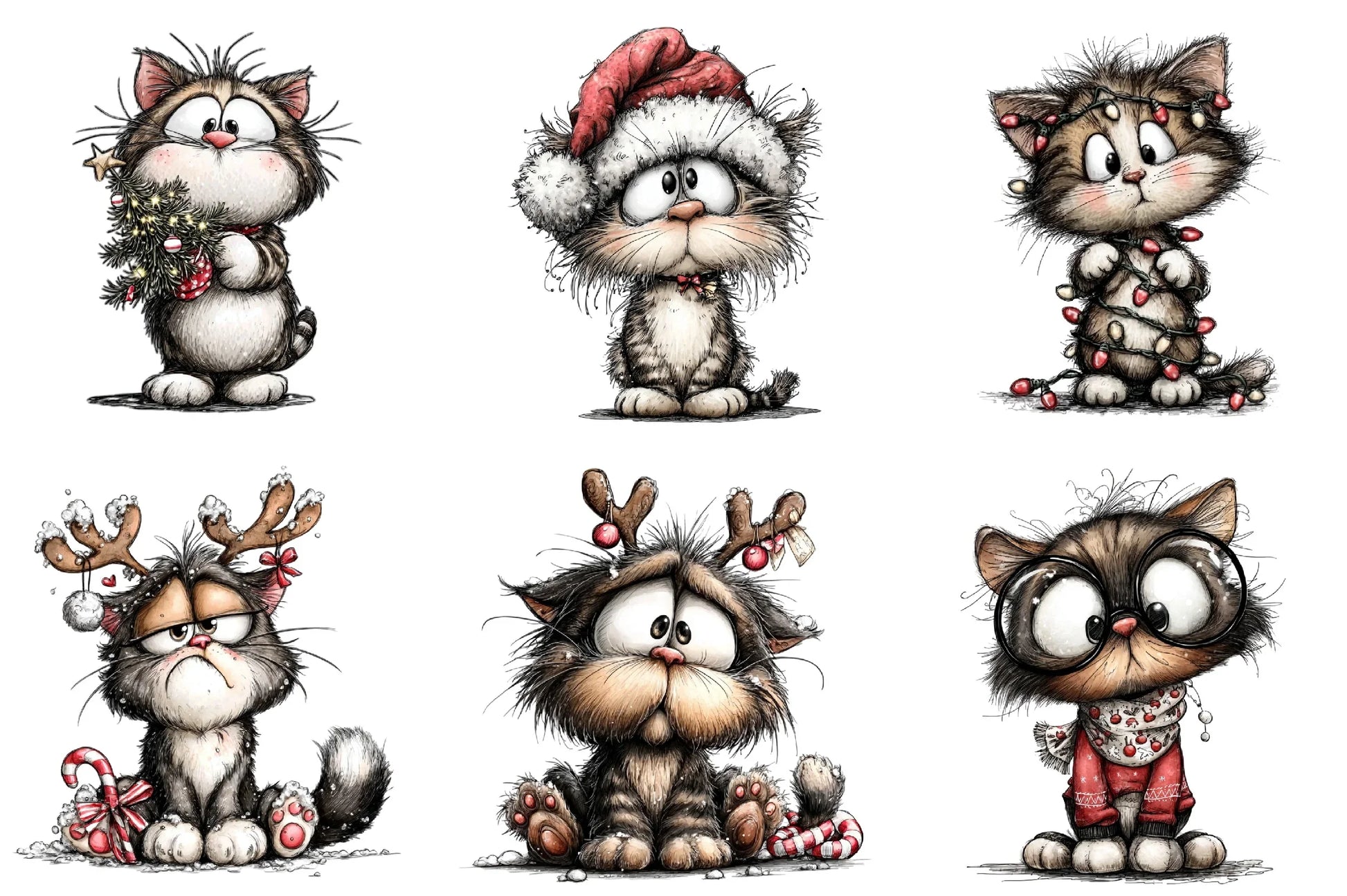 Quirky Christmas Cat Clipart Bundle - CraftNest - Digital Crafting and Art