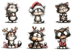Quirky Christmas Cat Clipart Bundle - CraftNest - Digital Crafting and Art